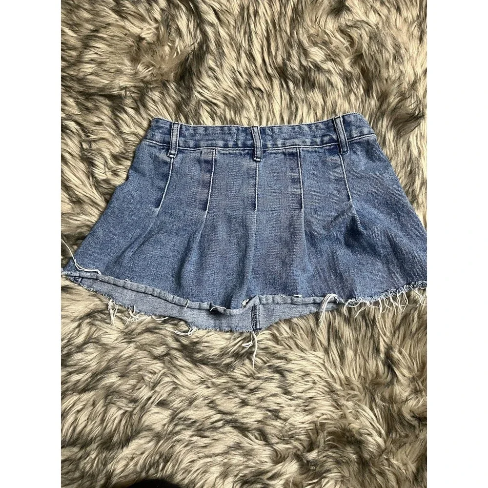 Pacsun Womens Blue Pleated Denim Skirt Sz 25